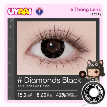 Kính áp tròng màu UYAAI Diamonds Black 6 tháng