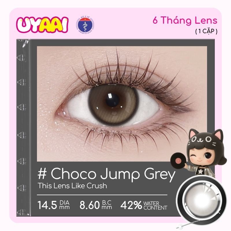 【MỚI】Kính áp tròng màu UYAAI Choco Jump Grey 6 tháng