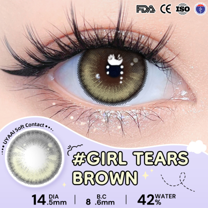 Kính áp tròng màu UYAAI Girl Tears Brown 6 tháng