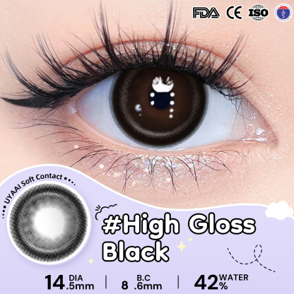 Kính áp tròng màu UYAAI High Gloss Black 6 tháng