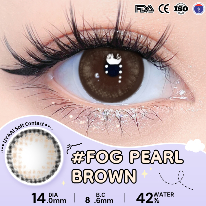 【Số đo 0-6】Kính áp tròng màu UYAAI FOG PEARL Brown 6 tháng