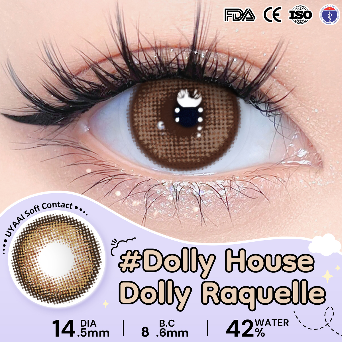 Kính áp tròng màu UYAAI Dolly House Raquelle 6 tháng