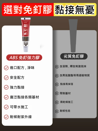 【比釘子更牢】ABS免釘強力膠