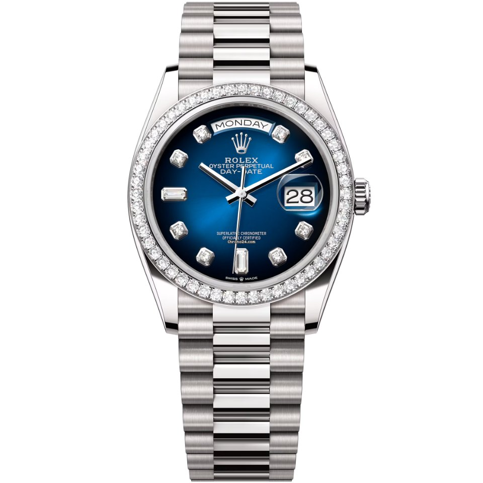 モデル オイスター、36 mm、プラチナ、ダイヤモンド128396TBR