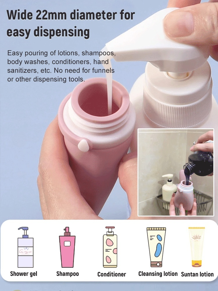 Newly designed strap leak-proof soft silicone travel bottle