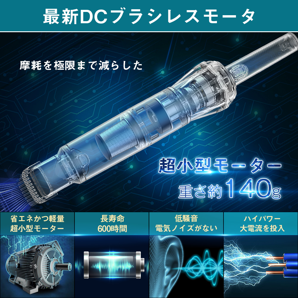 ハンディクリーナー 15Kpa ブラシレスモーター コードレス 30分間連続稼働 充電式 サイクロン 収納充電2in1 超強吸引力 車内 紙パック不要 車 掃除機 コードレス ハンディ そうじき K12