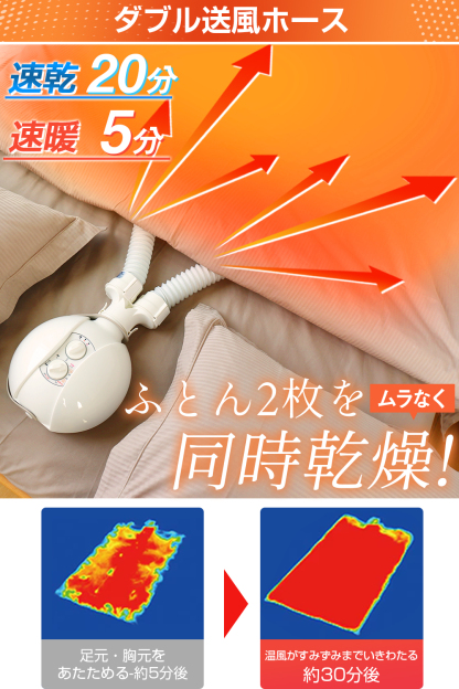 布団乾燥機 ふとん乾燥機 2本ノズル 布団・靴2組 600Wパワフル 5分速乾 コンパクト 靴乾燥 ダニ退治 布団 ハイパワー マット不要 除湿 衣類乾燥機 衣類乾燥 梅雨対策 BW101