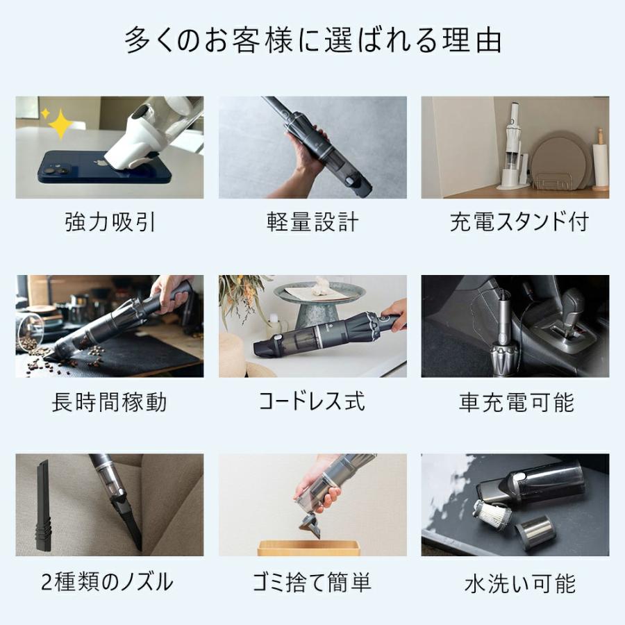 ハンディクリーナー 強力吸引 16000pa 掃除機 多機能 強力吸引 掃除機 コードレス 車 軽量 静音 2Way パワフル K12