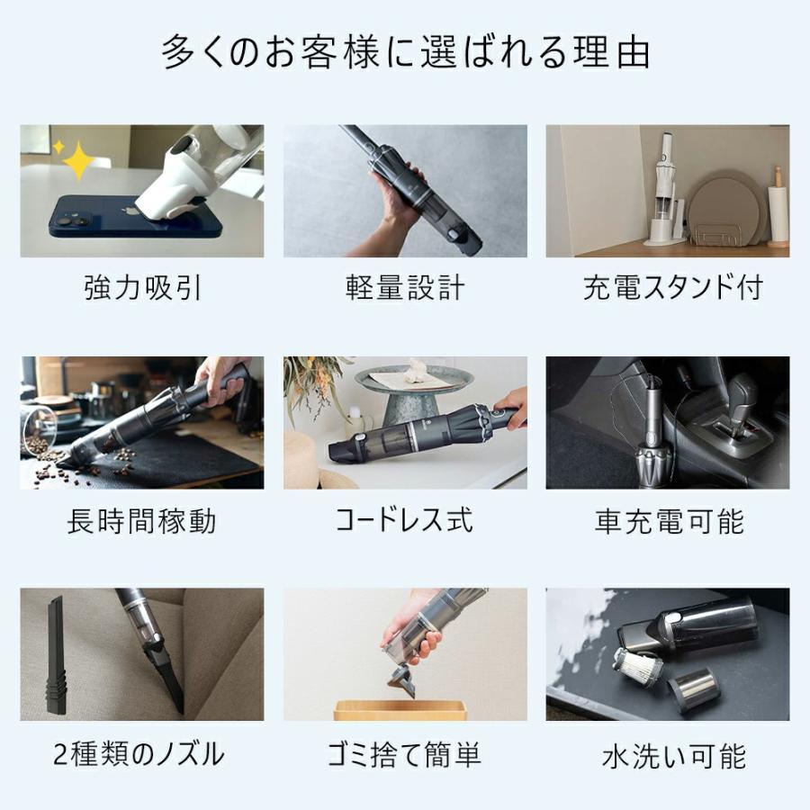 ハンディクリーナー 強力吸引 16000pa 掃除機 多機能 強力吸引 掃除機 コードレス 車 軽量 静音 2Way パワフル K12
