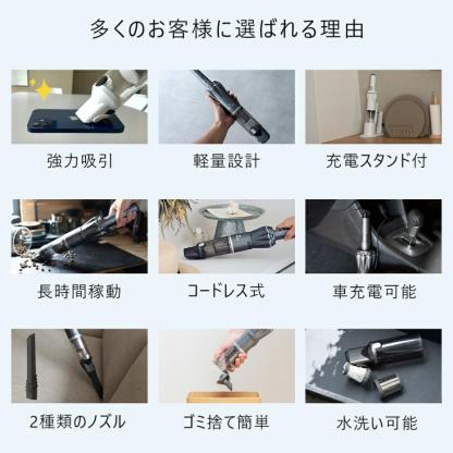 ハンディクリーナー 強力吸引 16000pa 掃除機 多機能 強力吸引 掃除機 コードレス 車 軽量 静音 2Way パワフル K12
