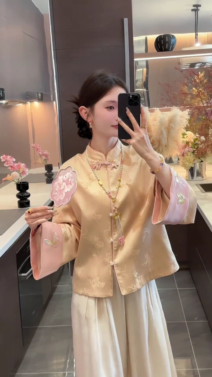 新中式國風設計感提花盤扣立領外套套裝女|秋季新款絕美顯瘦套裝