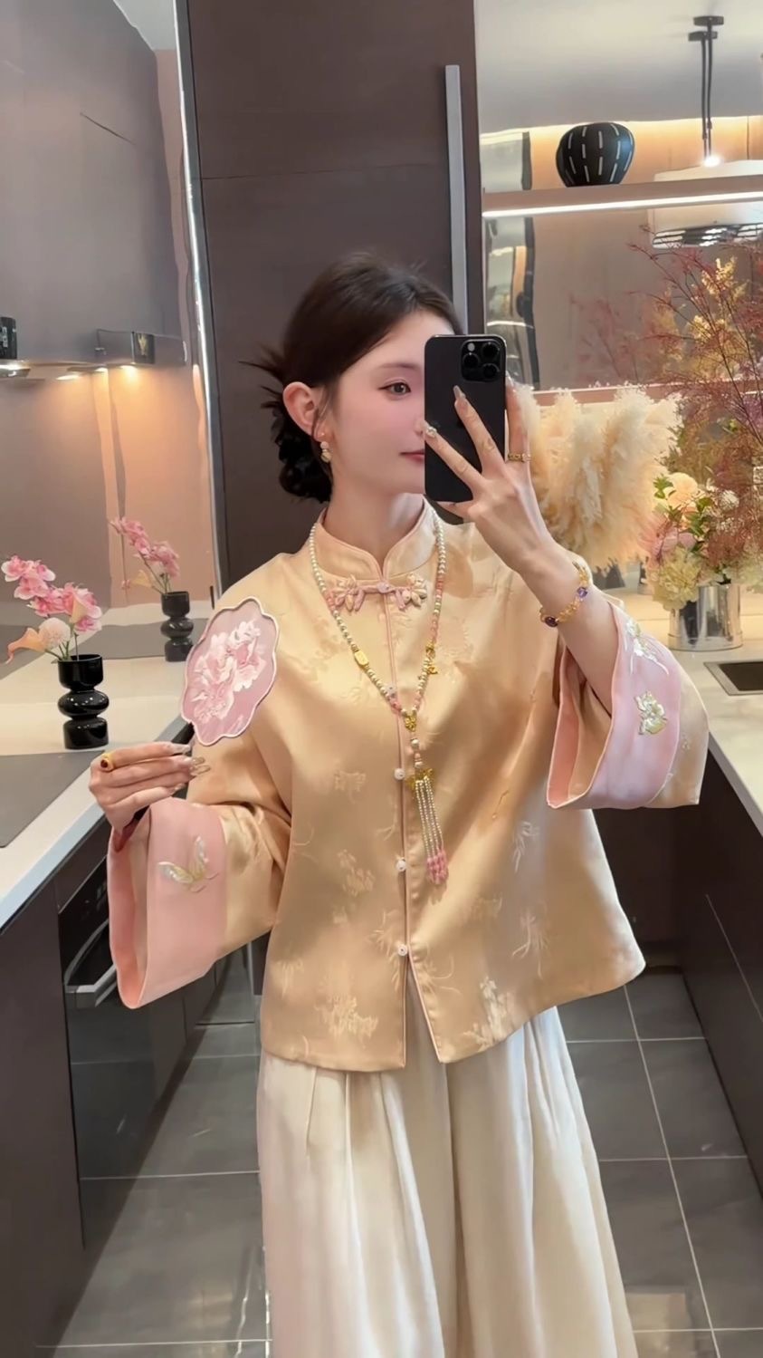 新中式國風設計感提花盤扣立領外套套裝女|秋季新款絕美顯瘦套裝