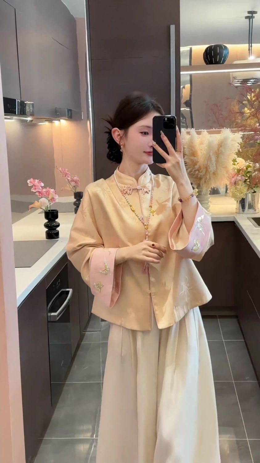 新中式國風設計感提花盤扣立領外套套裝女|秋季新款絕美顯瘦套裝