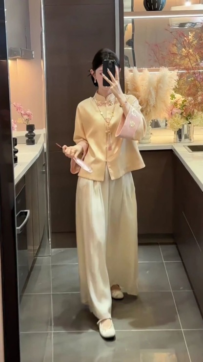 新中式國風設計感提花盤扣立領外套套裝女|秋季新款絕美顯瘦套裝