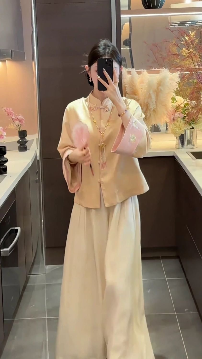 新中式國風設計感提花盤扣立領外套套裝女|秋季新款絕美顯瘦套裝