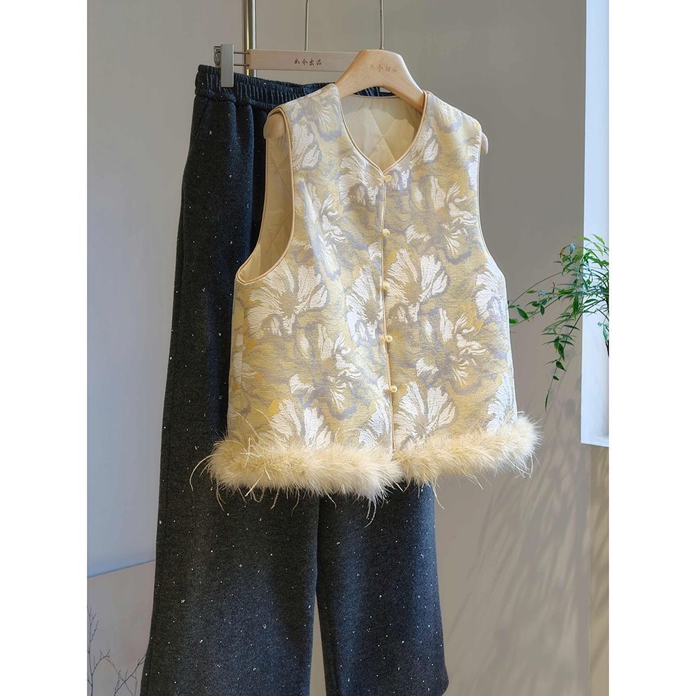 超好看國風馬甲|夾棉外穿下擺仙氣減齡年輕款|背心高級感新中式