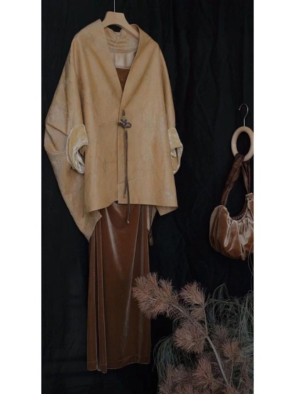 『1萬人收藏』絲絨吊帶連衣裙套裝|國風高級氛圍感套裝|新中式時尚小眾