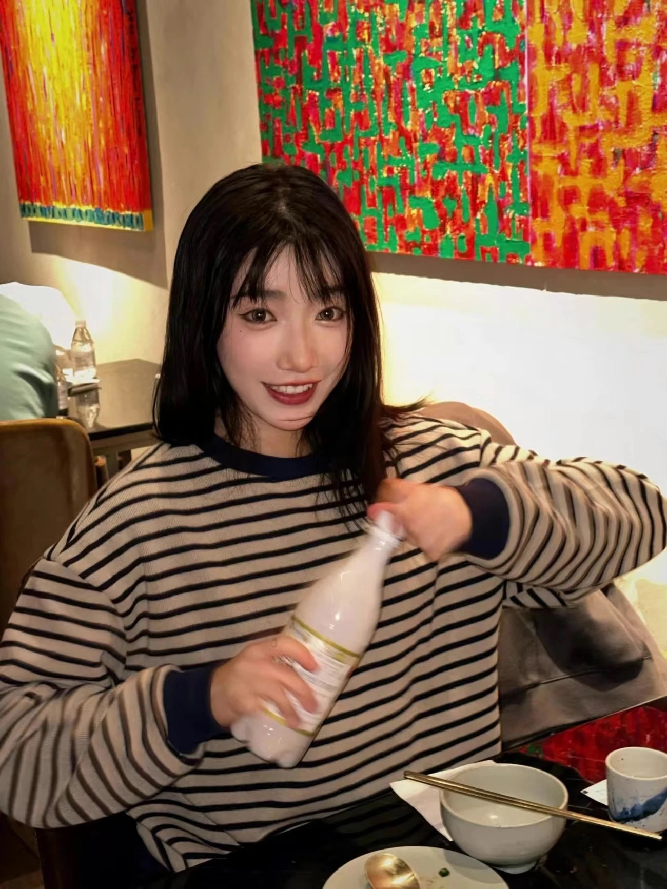 『減齡日常款』寬鬆美式復古條紋圓領針織｜無帽衛衣女 慵懶風長袖上衣