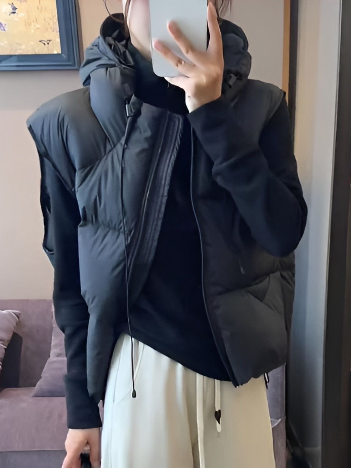 高品質連帽羽絨背心 | 輕柔蓬鬆小個子專屬 | 短版寬鬆秋冬時尚外套