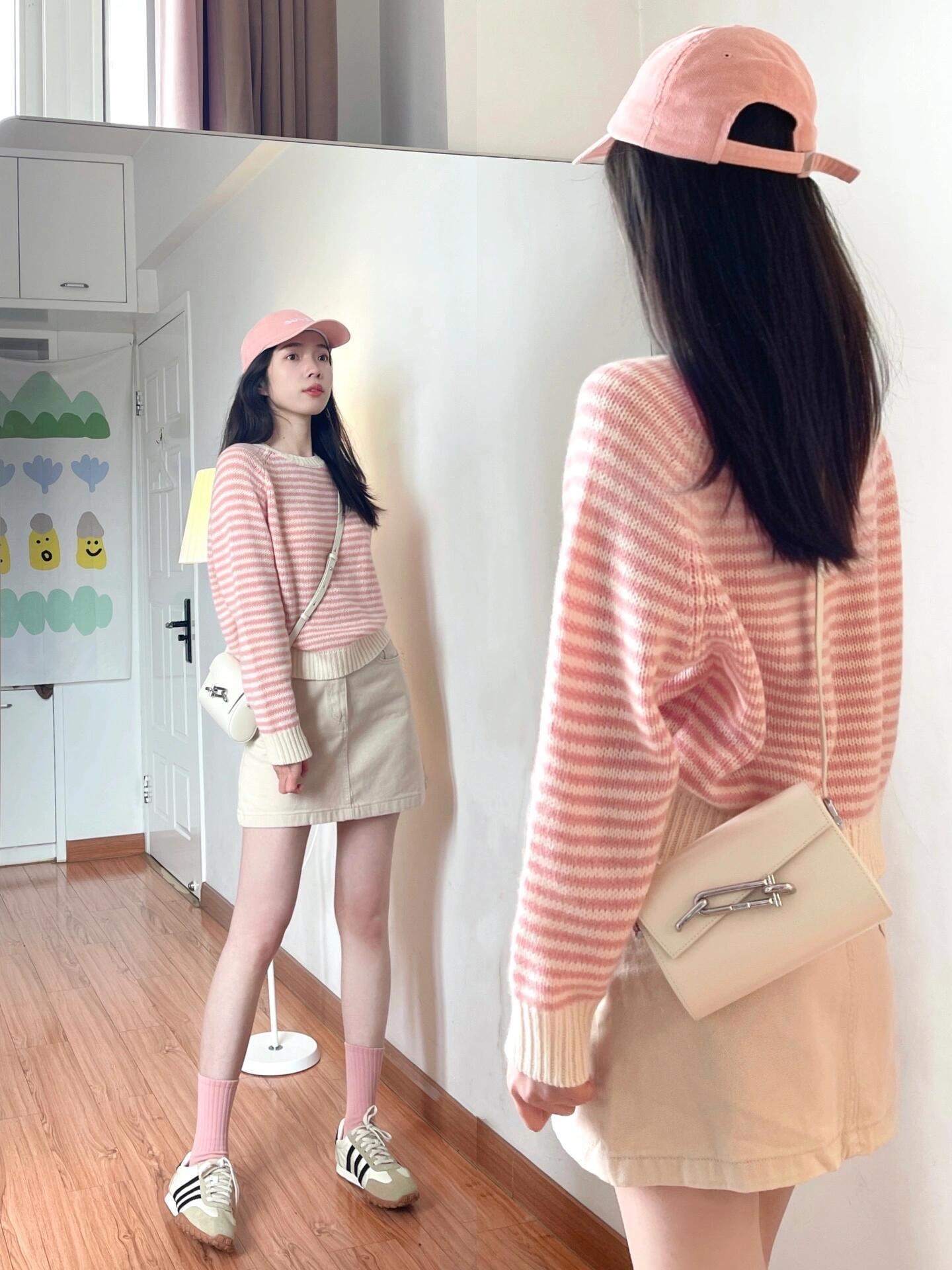 『單件包郵』粉色多巴胺顯嫩針織衫 | 秋冬季慵懶風時髦氣質上衣 | 寬鬆顯瘦毛線衣