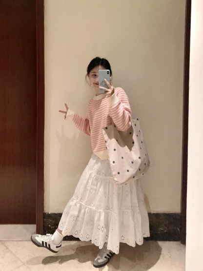 『單件包郵』粉色多巴胺顯嫩針織衫 | 秋冬季慵懶風時髦氣質上衣 | 寬鬆顯瘦毛線衣