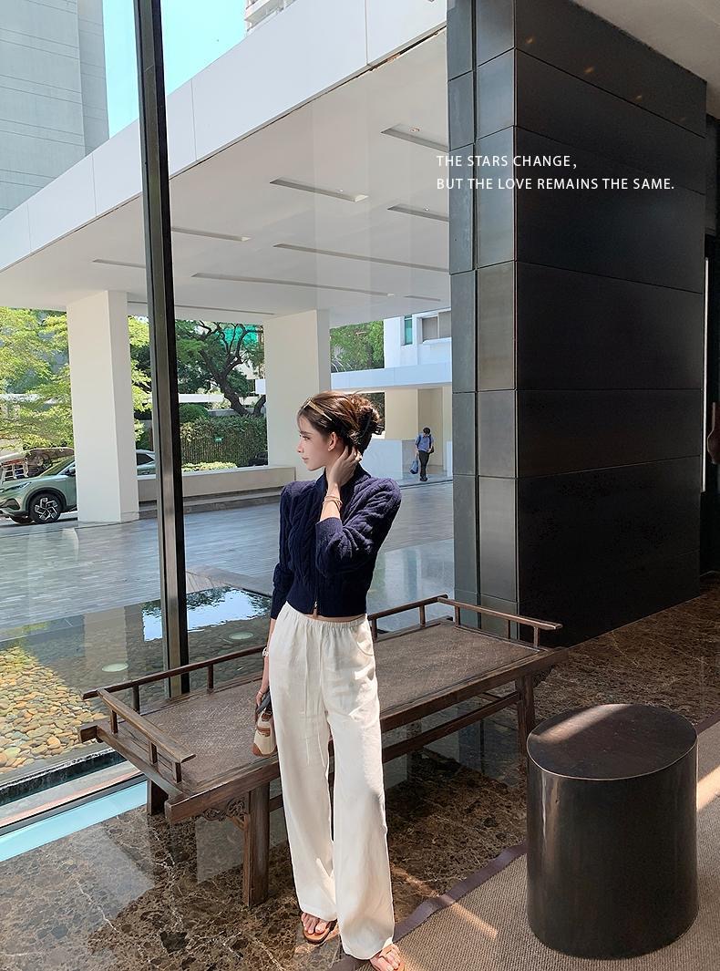 甜美絞紋收腰顯瘦針織| 軟糯短版毛線開襟衫| 氣質款針織上衣