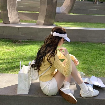 甜美絞紋收腰顯瘦針織| 軟糯短版毛線開襟衫| 氣質款針織上衣