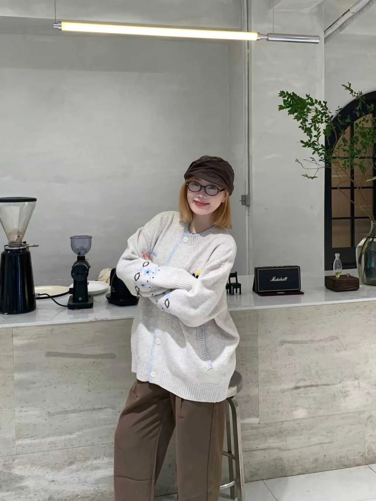 秋季新款氛圍感軟糯刺繡開衫 | 慵懶寬鬆針織外套毛衣