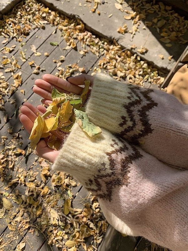 2026秋冬新款費爾島女款軟糯針織衫| 北歐復古慵懶風加厚套頭繡花毛衣