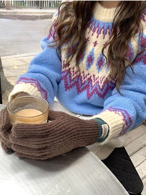 2026秋冬新款費爾島女款軟糯針織衫| 北歐復古慵懶風加厚套頭繡花毛衣