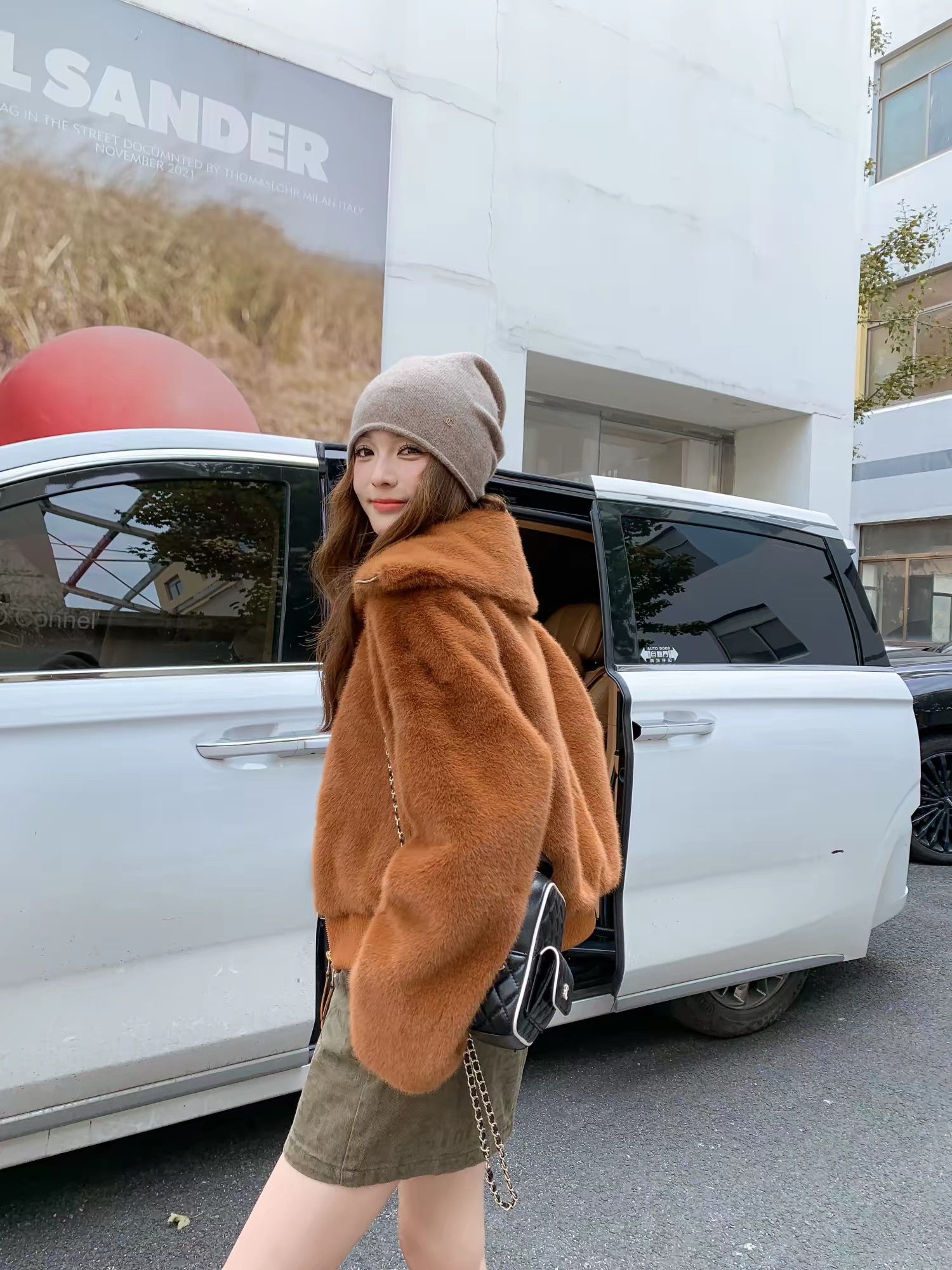 立領显高挑日系毛絨短版外套｜環保皮草加厚保暖小個子翻領外套 