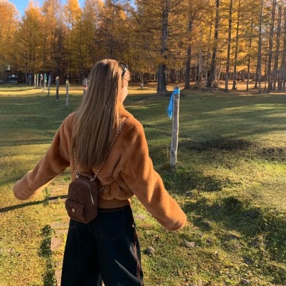 立領显高挑日系毛絨短版外套｜環保皮草加厚保暖小個子翻領外套 