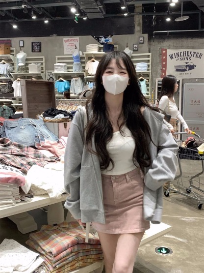 韓系軟糯連帽拉鍊百搭衛衣 | 寬鬆韓版開衫外套