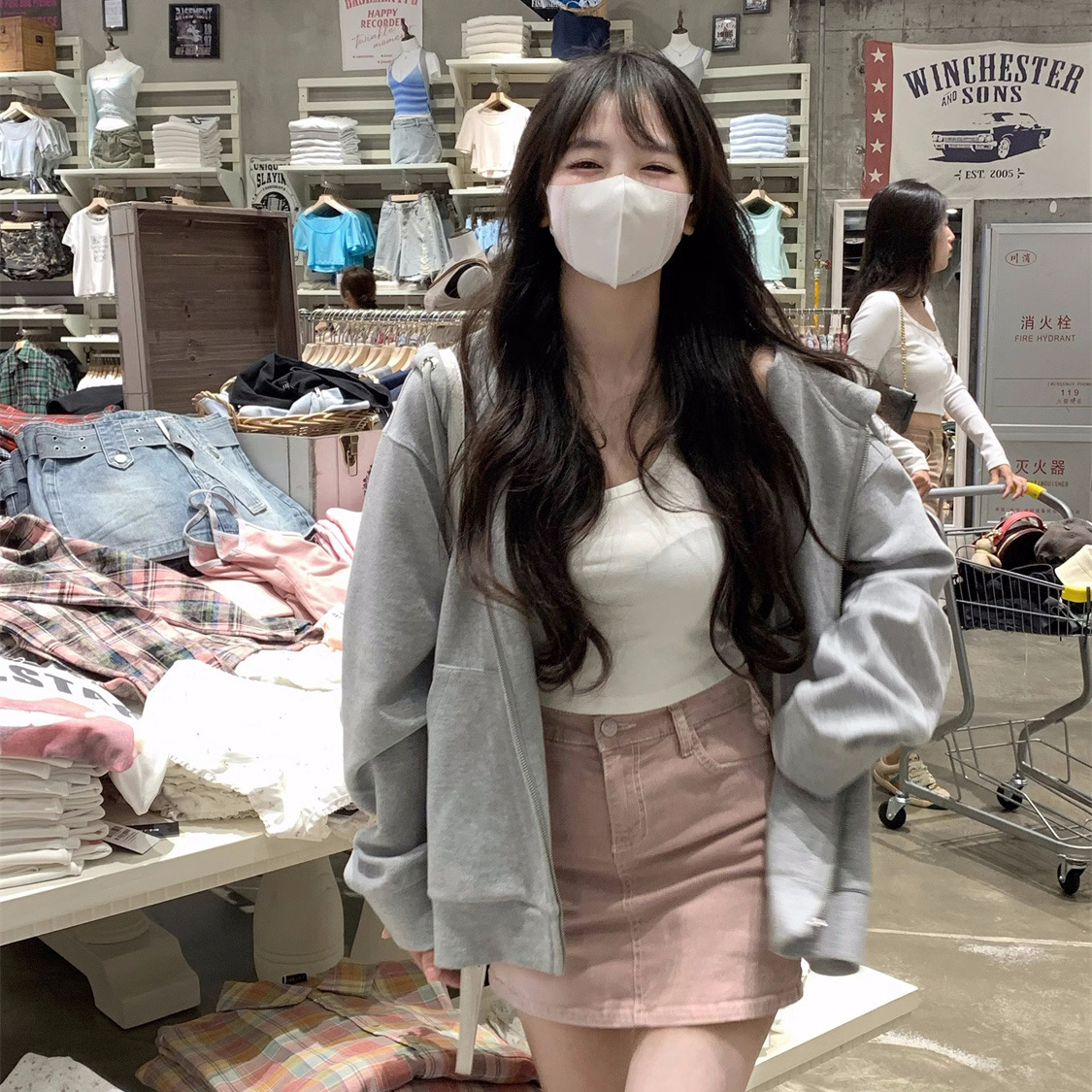 韓系軟糯連帽拉鍊百搭衛衣 | 寬鬆韓版開衫外套