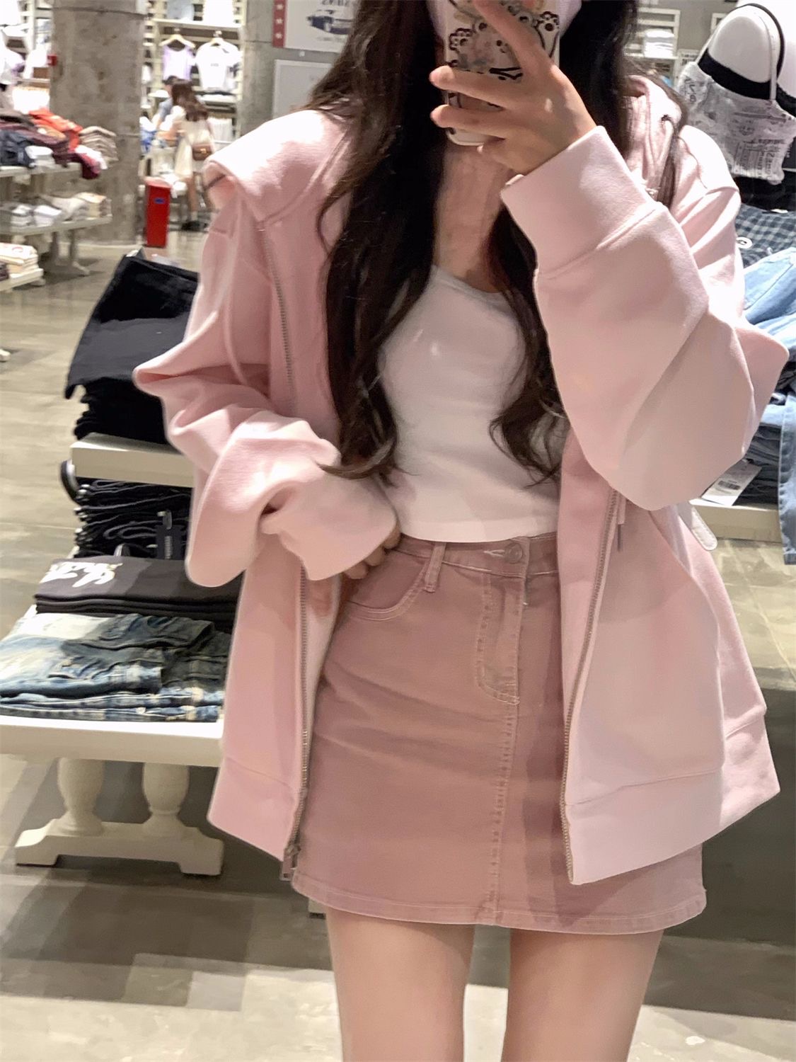 韓系軟糯連帽拉鍊百搭衛衣 | 寬鬆韓版開衫外套