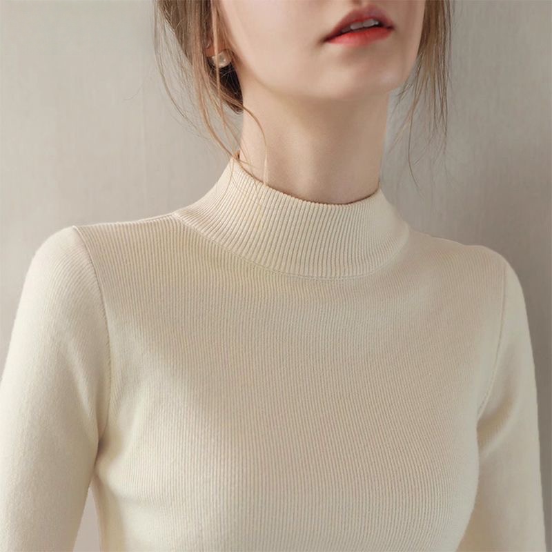 秋冬簡約半高領針織打底衫 | 軟糯洋氣修身長袖內搭毛衣