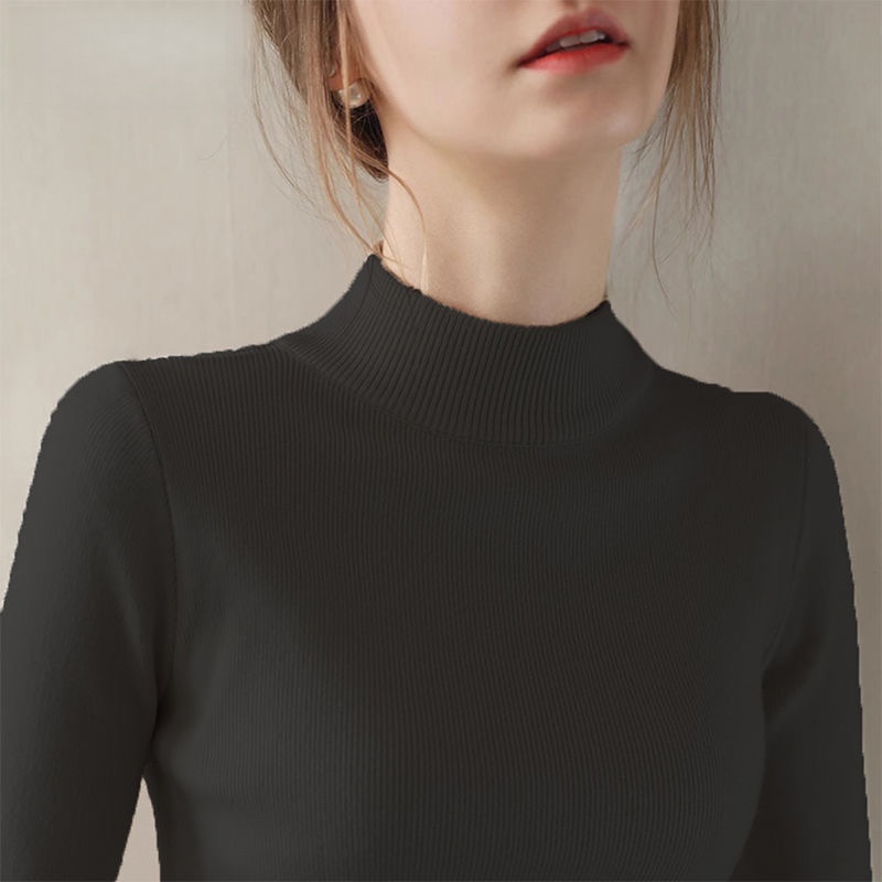 秋冬簡約半高領針織打底衫 | 軟糯洋氣修身長袖內搭毛衣