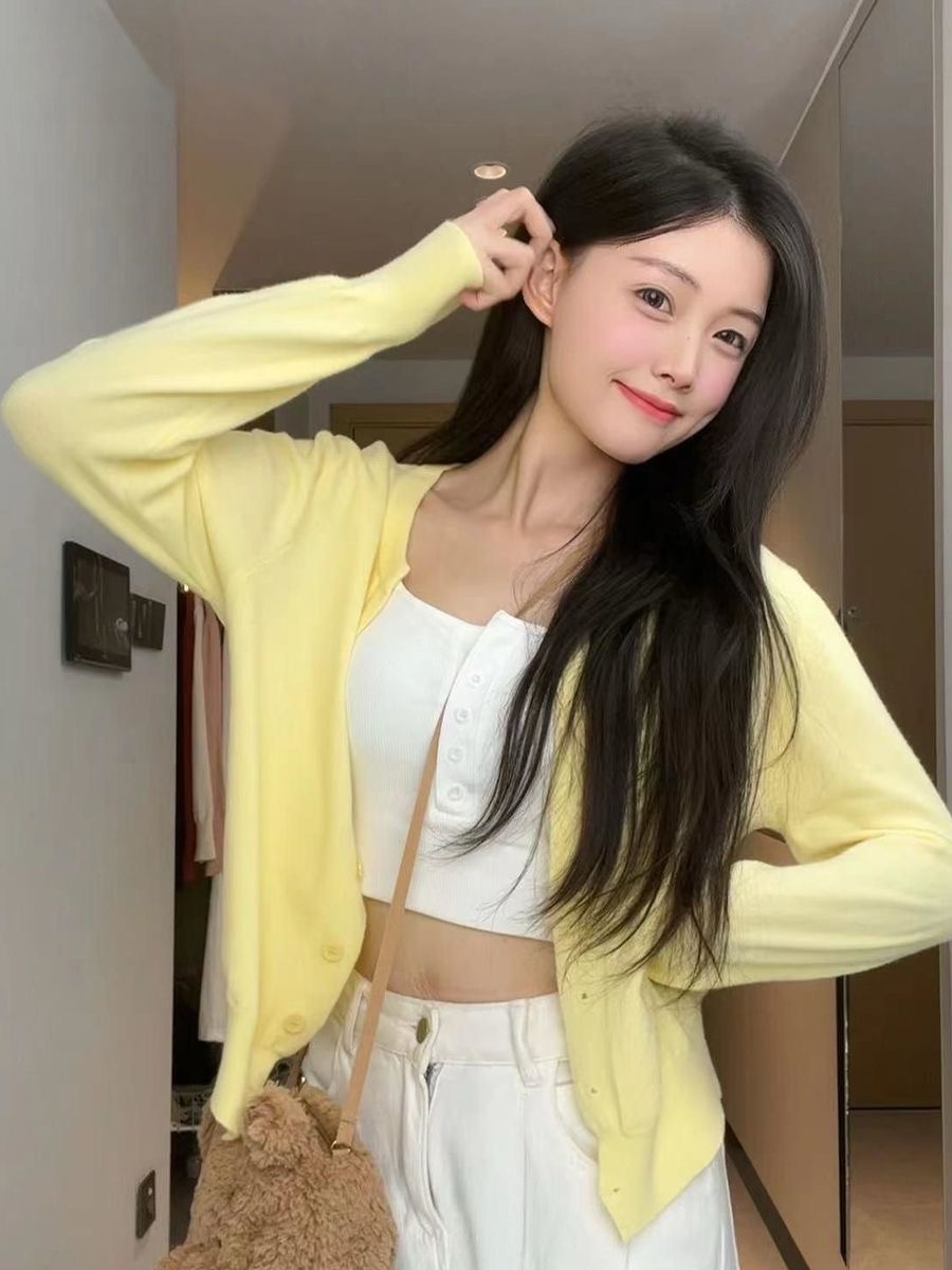 韓系軟糯針織開衫 | 秋冬慵懶風 V | 領薄款百搭長袖外套