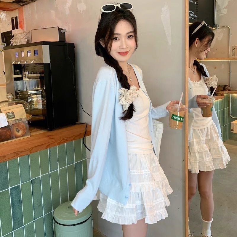 韓系軟糯針織開衫 | 秋冬慵懶風 V | 領薄款百搭長袖外套