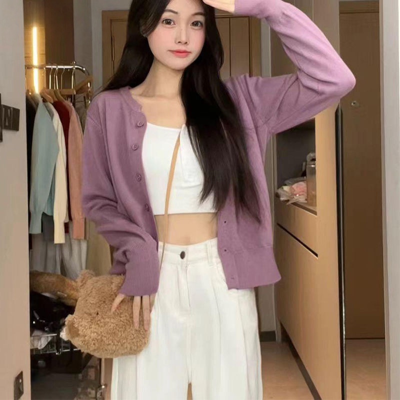 韓系軟糯針織開衫 | 秋冬慵懶風 V | 領薄款百搭長袖外套