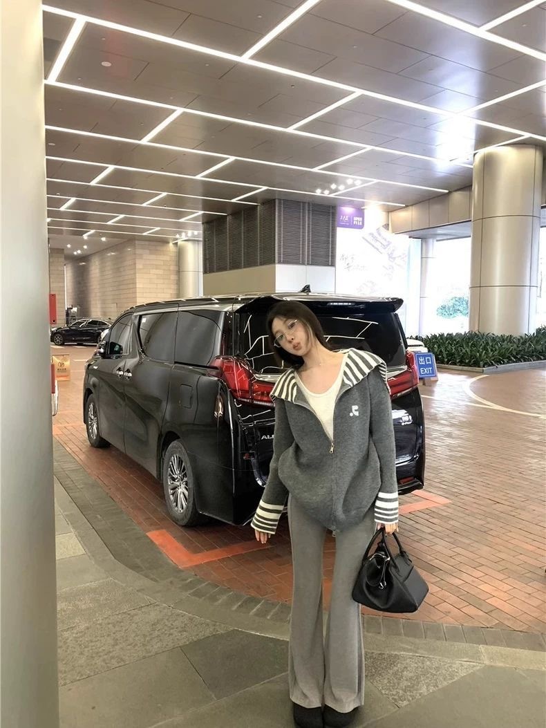 韓系撞色條紋針織開衫 | 女海軍領慵懶設計感小眾寬鬆外套