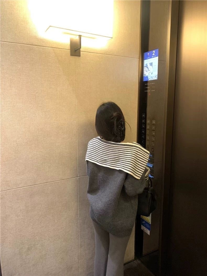 韓系撞色條紋針織開衫 | 女海軍領慵懶設計感小眾寬鬆外套