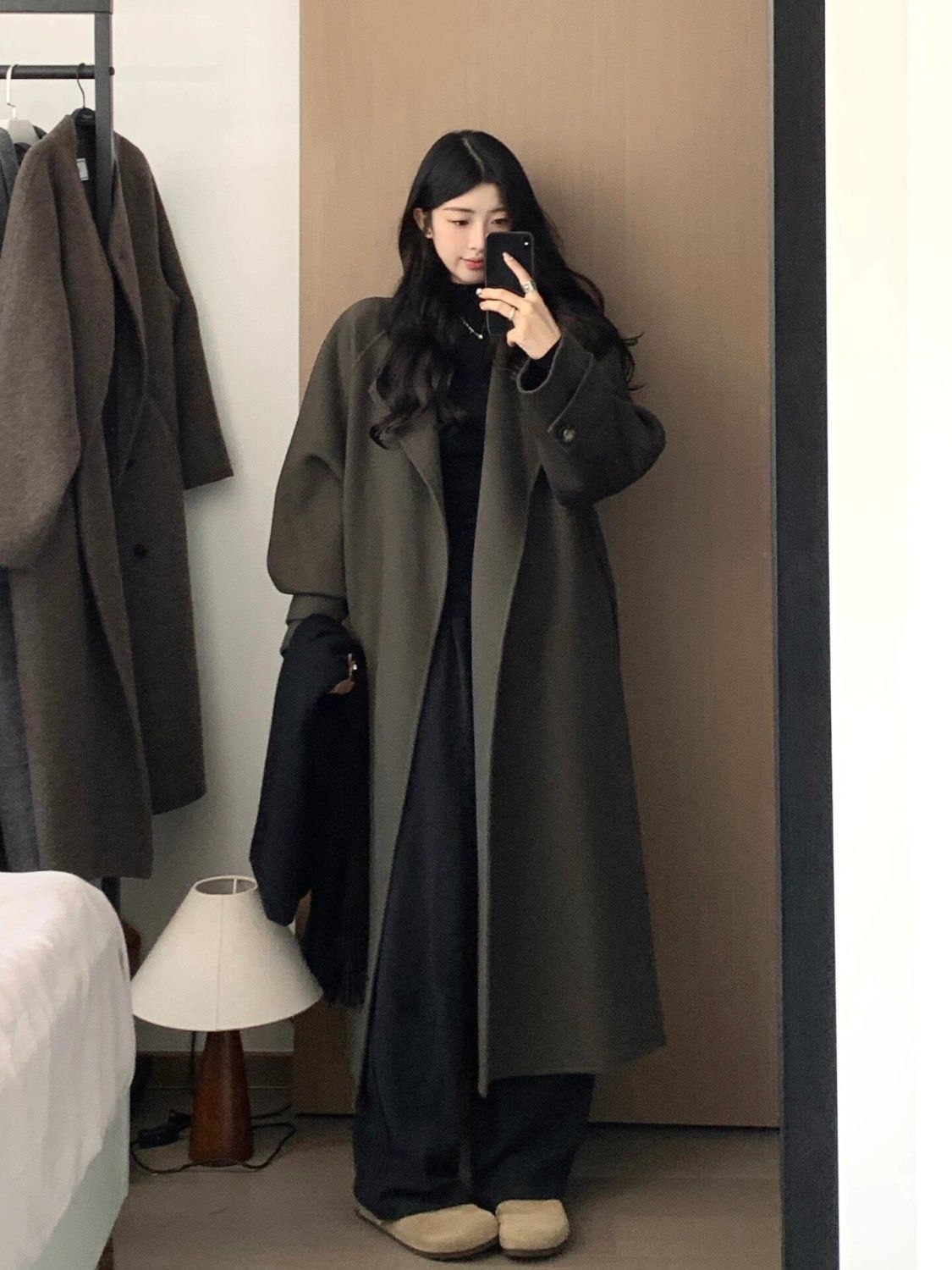 「現貨」秋冬季新款美拉德韓系外套 | 簡約赫本風氣質加厚毛呢大衣