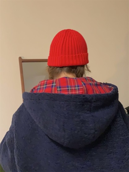 聖誕羊羔毛拼格子外套 | 春季新款連帽拉鍊寬鬆加厚開衫