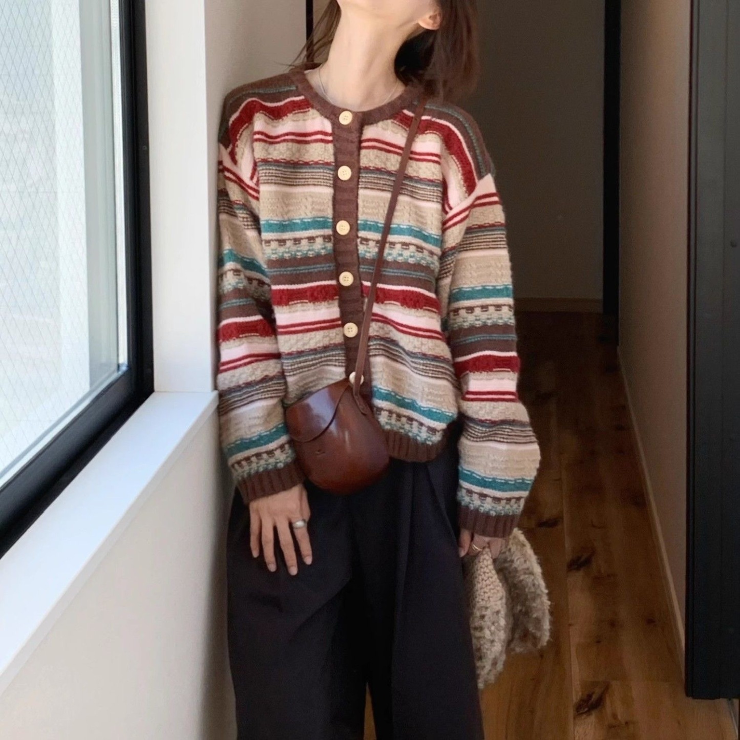 秋冬新款復古撞色毛衣 | 秋日漿果慵懶針織開衫外套