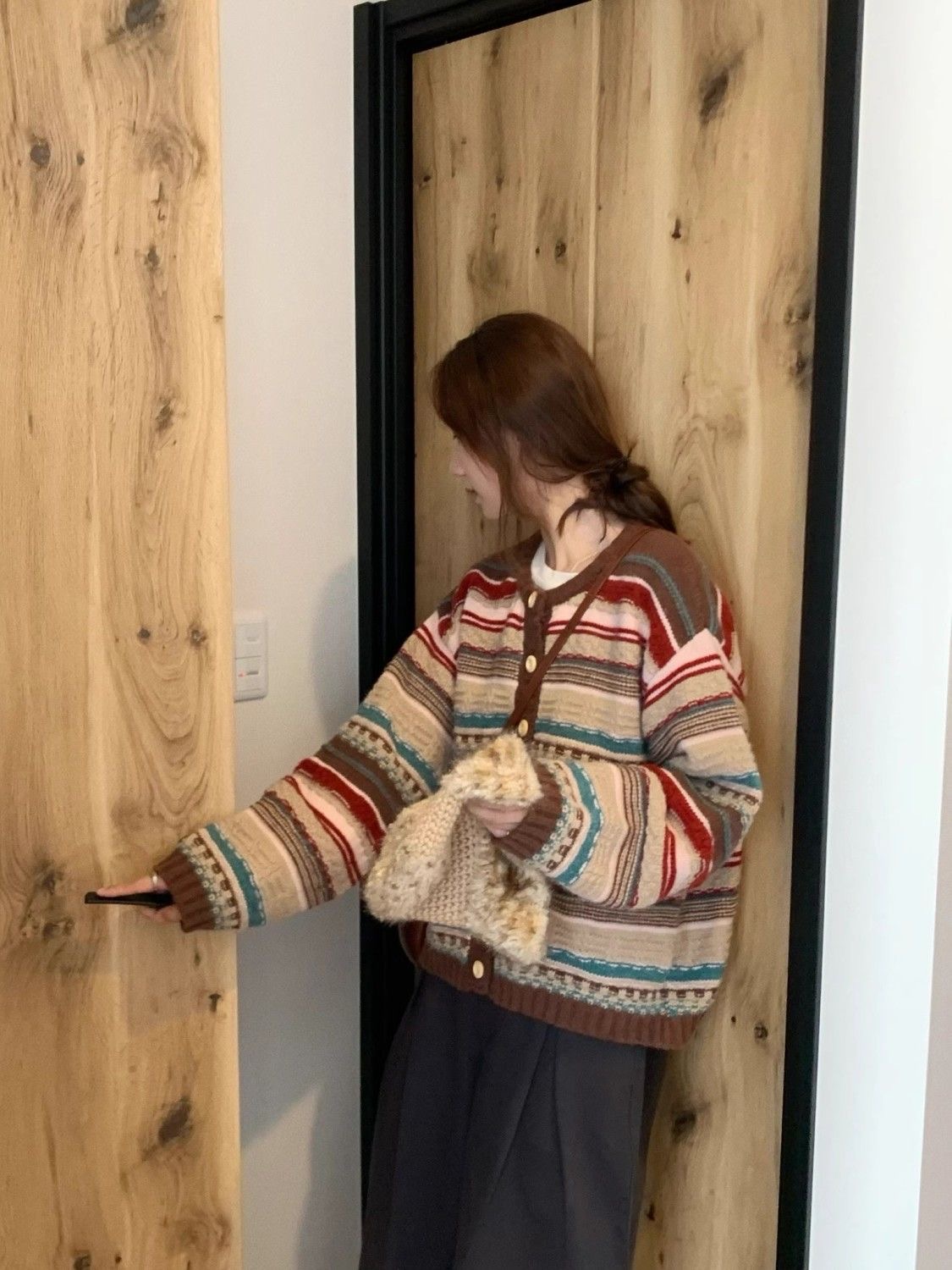 秋冬新款復古撞色毛衣 | 秋日漿果慵懶針織開衫外套