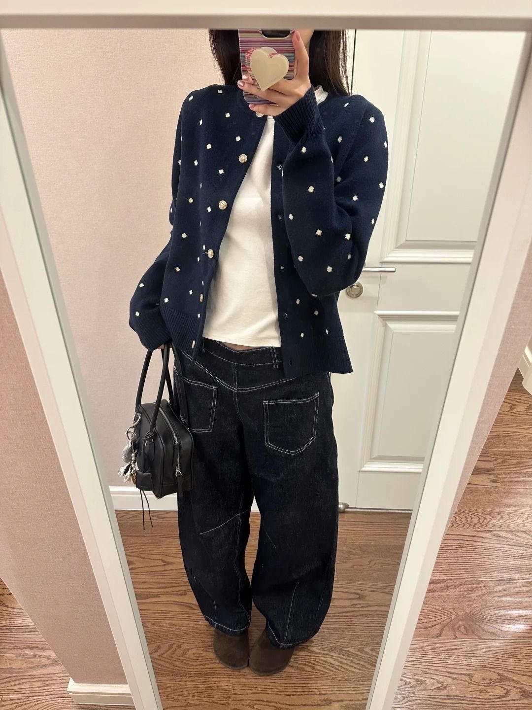 韓系復古提花波點毛衣 | 秋季新款寬鬆針織開衫外套