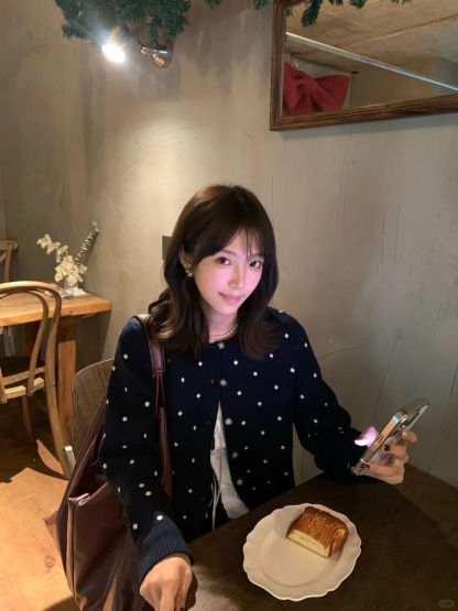 韓系復古提花波點毛衣 | 秋季新款寬鬆針織開衫外套