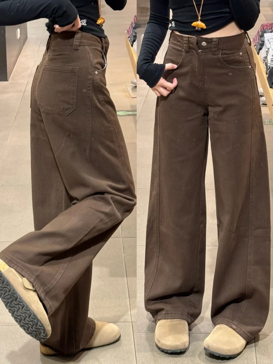顯瘦窄版彎刀褲 | 秋冬新款咖色立體剪裁直筒百搭褲子