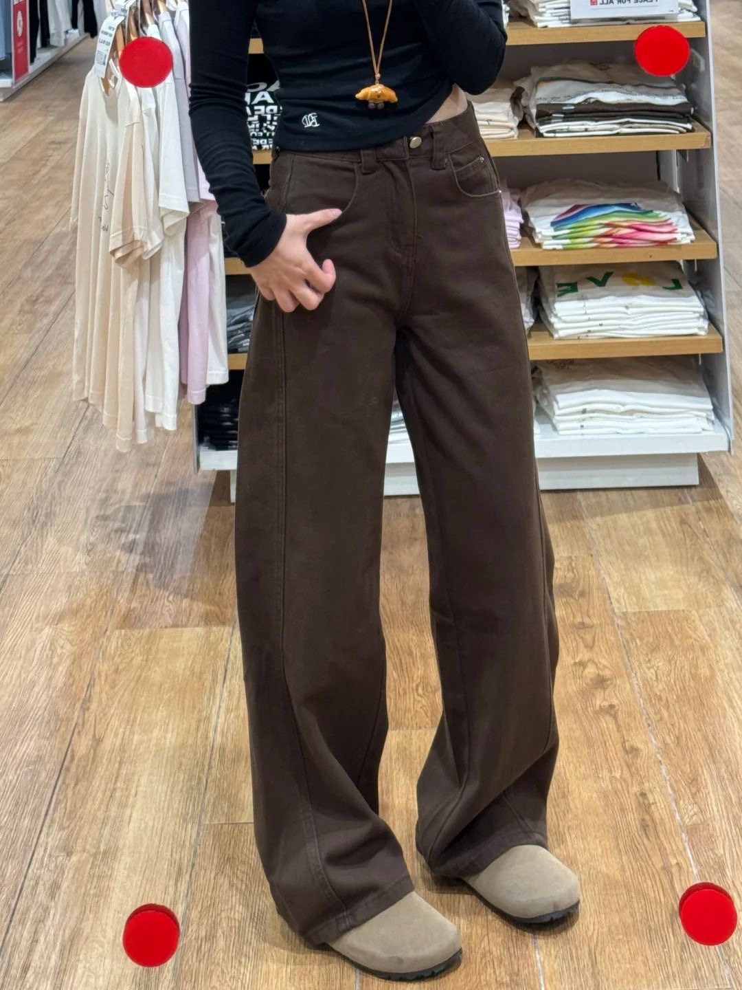 顯瘦窄版彎刀褲 | 秋冬新款咖色立體剪裁直筒百搭褲子